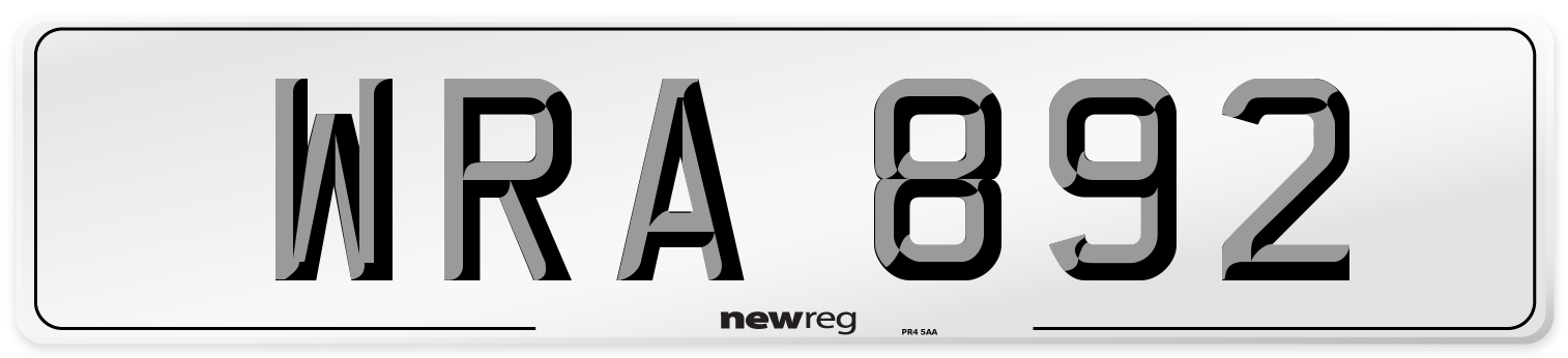 WRA 892 Number Plate from New Reg